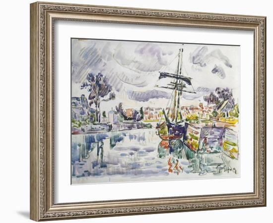 Sailboat at a Pier, 1920S-Paul Signac-Framed Giclee Print