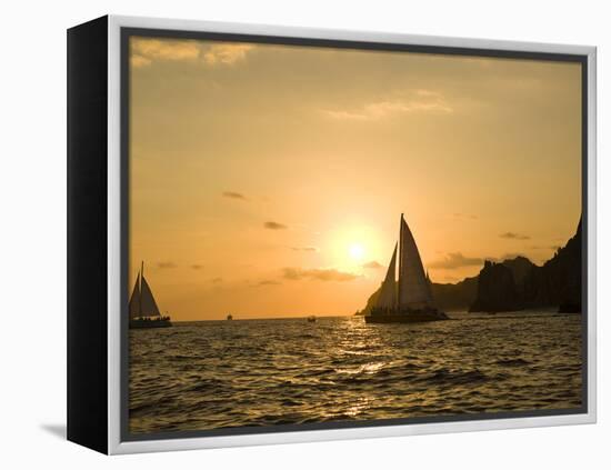 Sailboat at Sunset, Bay of Land's End (El Arco),Cabo San Lucas, Baja, Mexico-Michele Westmorland-Framed Premier Image Canvas