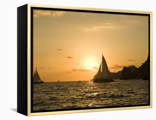 Sailboat at Sunset, Bay of Land's End (El Arco),Cabo San Lucas, Baja, Mexico-Michele Westmorland-Framed Premier Image Canvas