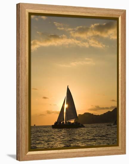 Sailboat at Sunset, Bay of Land's End (El Arco),Cabo San Lucas, Baja, Mexico-Michele Westmorland-Framed Premier Image Canvas