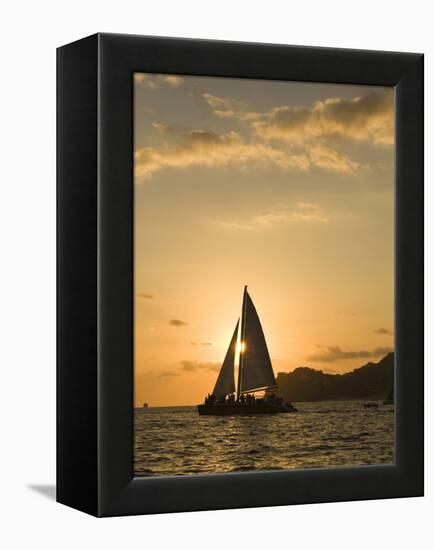 Sailboat at Sunset, Bay of Land's End (El Arco),Cabo San Lucas, Baja, Mexico-Michele Westmorland-Framed Premier Image Canvas