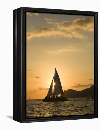 Sailboat at Sunset, Bay of Land's End (El Arco),Cabo San Lucas, Baja, Mexico-Michele Westmorland-Framed Premier Image Canvas