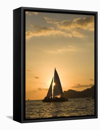 Sailboat at Sunset, Bay of Land's End (El Arco),Cabo San Lucas, Baja, Mexico-Michele Westmorland-Framed Premier Image Canvas