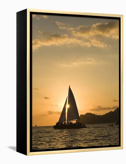 Sailboat at Sunset, Bay of Land's End (El Arco),Cabo San Lucas, Baja, Mexico-Michele Westmorland-Framed Premier Image Canvas