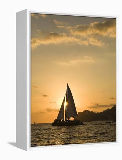 Sailboat at Sunset, Bay of Land's End (El Arco),Cabo San Lucas, Baja, Mexico-Michele Westmorland-Framed Premier Image Canvas