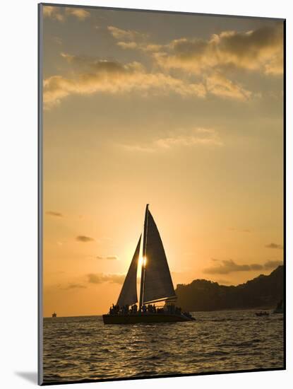 Sailboat at Sunset, Bay of Land's End (El Arco),Cabo San Lucas, Baja, Mexico-Michele Westmorland-Mounted Photographic Print