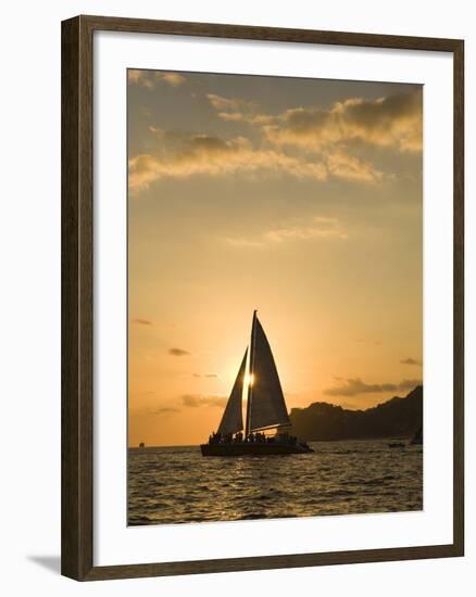 Sailboat at Sunset, Bay of Land's End (El Arco),Cabo San Lucas, Baja, Mexico-Michele Westmorland-Framed Photographic Print