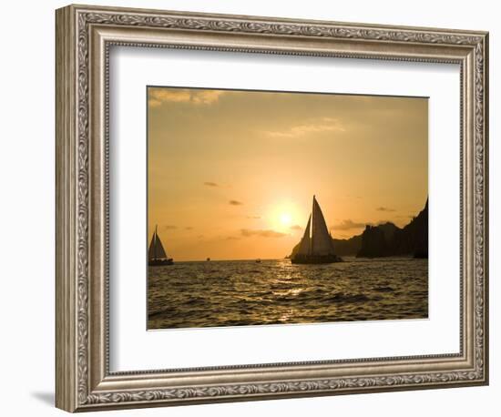 Sailboat at Sunset, Bay of Land's End (El Arco),Cabo San Lucas, Baja, Mexico-Michele Westmorland-Framed Photographic Print