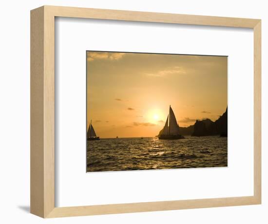 Sailboat at Sunset, Bay of Land's End (El Arco),Cabo San Lucas, Baja, Mexico-Michele Westmorland-Framed Photographic Print