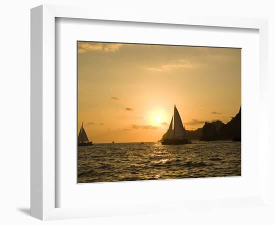 Sailboat at Sunset, Bay of Land's End (El Arco),Cabo San Lucas, Baja, Mexico-Michele Westmorland-Framed Photographic Print