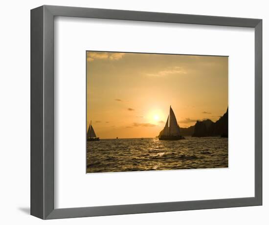 Sailboat at Sunset, Bay of Land's End (El Arco),Cabo San Lucas, Baja, Mexico-Michele Westmorland-Framed Photographic Print