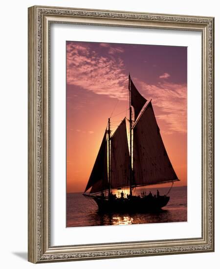 Sailboat at Sunset, Key West's Old Town Harbour, Florida Keys, Florida, USA-Greg Johnston-Framed Photographic Print