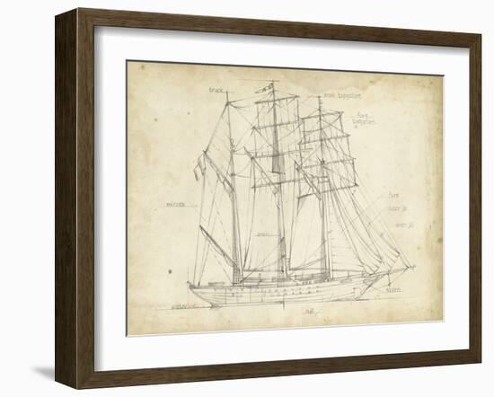Sailboat Blueprint I-Ethan Harper-Framed Art Print