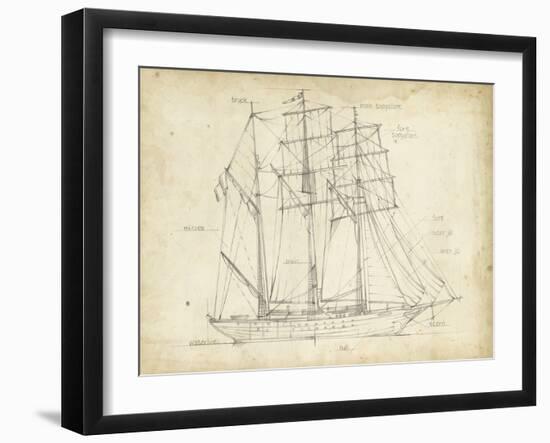 Sailboat Blueprint I-Ethan Harper-Framed Art Print