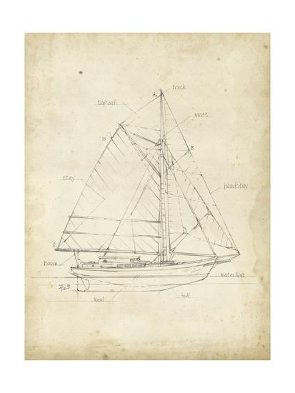 sailboat blueprint iii art print by ethan harper art com