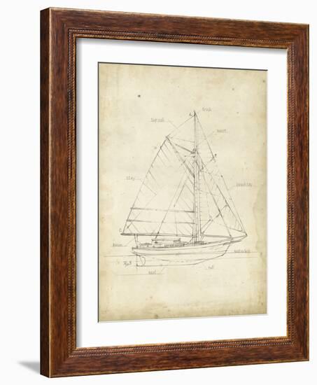 Sailboat Blueprint III-Ethan Harper-Framed Art Print