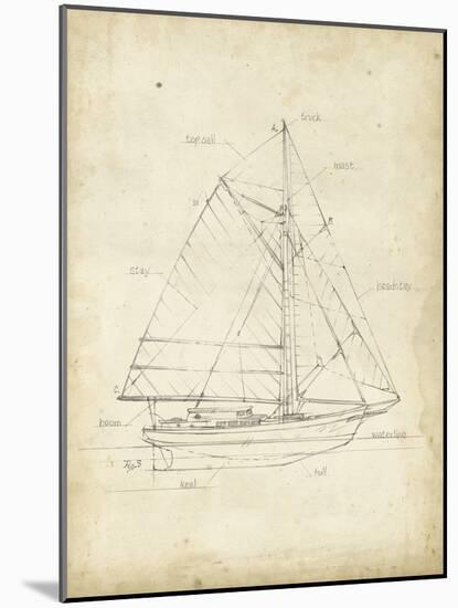 Sailboat Blueprint III-Ethan Harper-Mounted Art Print
