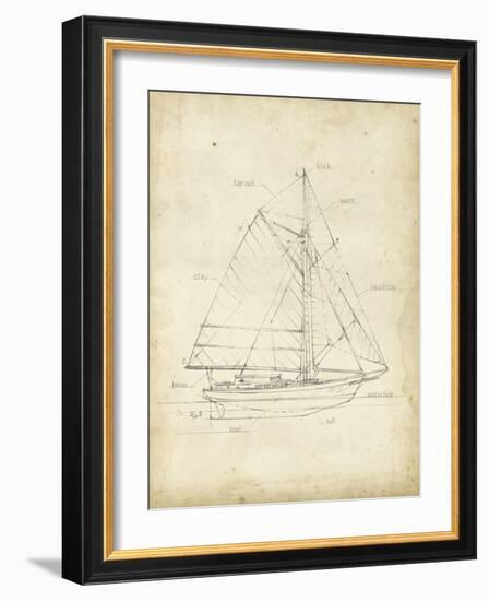 Sailboat Blueprint III-Ethan Harper-Framed Art Print