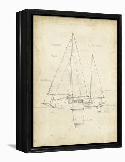 Sailboat Blueprint IV-Ethan Harper-Framed Stretched Canvas