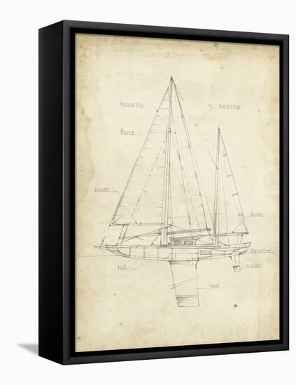 Sailboat Blueprint IV-Ethan Harper-Framed Stretched Canvas