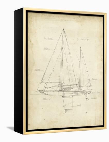 Sailboat Blueprint IV-Ethan Harper-Framed Stretched Canvas