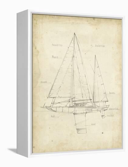 Sailboat Blueprint IV-Ethan Harper-Framed Stretched Canvas