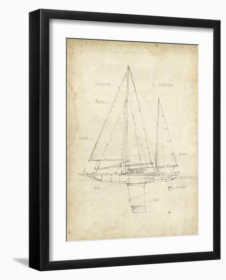 Sailboat Blueprint IV-Ethan Harper-Framed Art Print