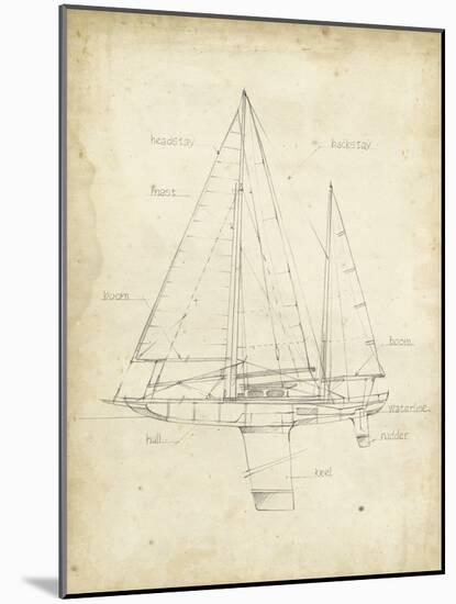 Sailboat Blueprint IV-Ethan Harper-Mounted Art Print