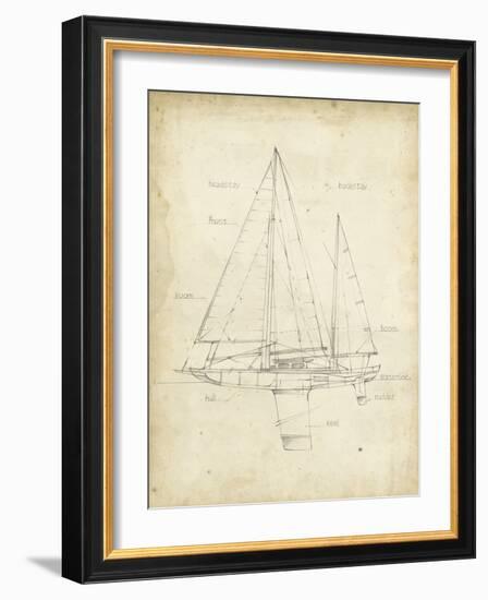 Sailboat Blueprint IV-Ethan Harper-Framed Art Print