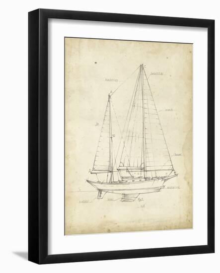 Sailboat Blueprint VI-Ethan Harper-Framed Art Print