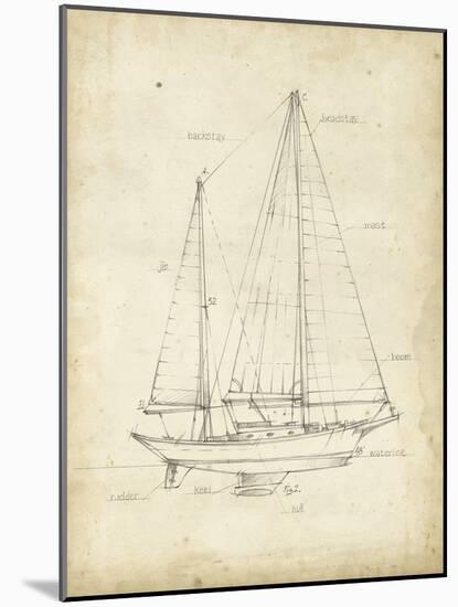 Sailboat Blueprint VI-Ethan Harper-Mounted Art Print