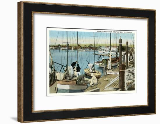 Sailboat Docks, Newport Bay, California-null-Framed Art Print