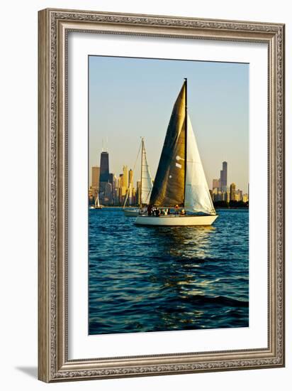 Sailboat in a Lake, Lake Michigan, Chicago, Cook County, Illinois, USA-null-Framed Photographic Print