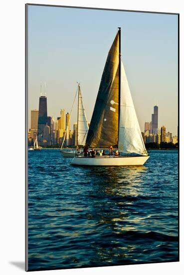 Sailboat in a Lake, Lake Michigan, Chicago, Cook County, Illinois, USA-null-Mounted Photographic Print