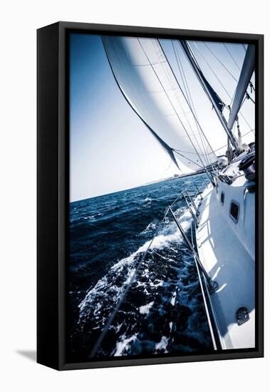 Sailboat in Action, Extreme Sport, Luxury Water Transport, Summer Vacation, Cruise in the Sea, Acti-Anna Omelchenko-Framed Premier Image Canvas