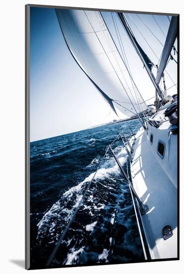 Sailboat in Action, Extreme Sport, Luxury Water Transport, Summer Vacation, Cruise in the Sea, Acti-Anna Omelchenko-Mounted Photographic Print