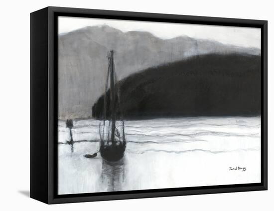 Sailboat in Anacortes Harbor, C.2021 (Charcoal, Ink and Gesso on Paper)-Janel Bragg-Framed Premier Image Canvas