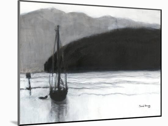 Sailboat in Anacortes Harbor, C.2021 (Charcoal, Ink and Gesso on Paper)-Janel Bragg-Mounted Giclee Print