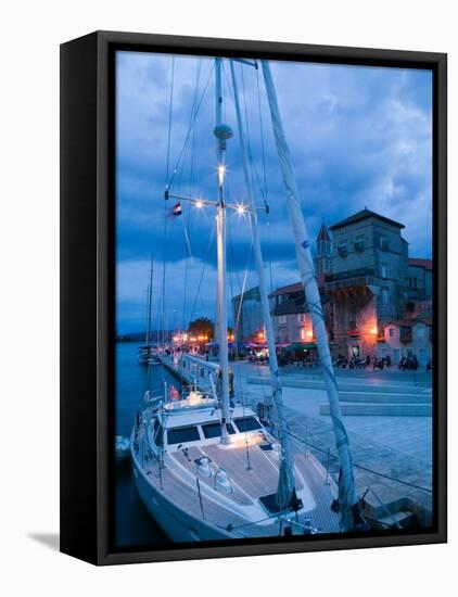 Sailboat in Harbor, Trogir, Croatia-Russell Young-Framed Premier Image Canvas