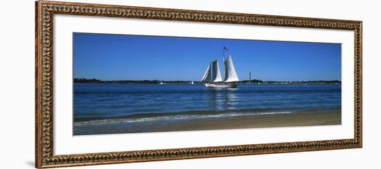 Sailboat in Ocean, Provincetown, Cape Cod, Barnstable County, Massachusetts, USA-null-Framed Photographic Print