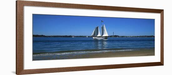 Sailboat in Ocean, Provincetown, Cape Cod, Barnstable County, Massachusetts, USA-null-Framed Photographic Print