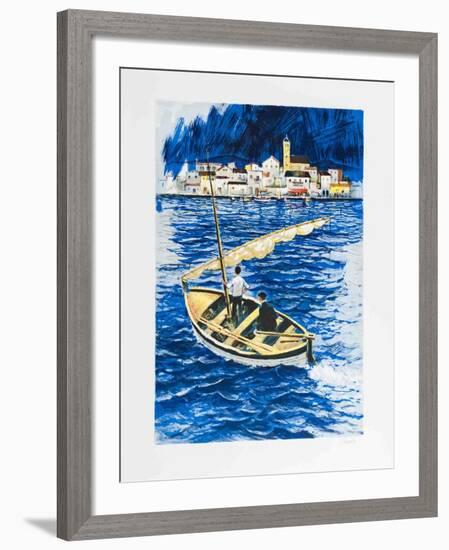 Sailboat in the Port of Cadaques-Amadeu Casals-Framed Collectable Print