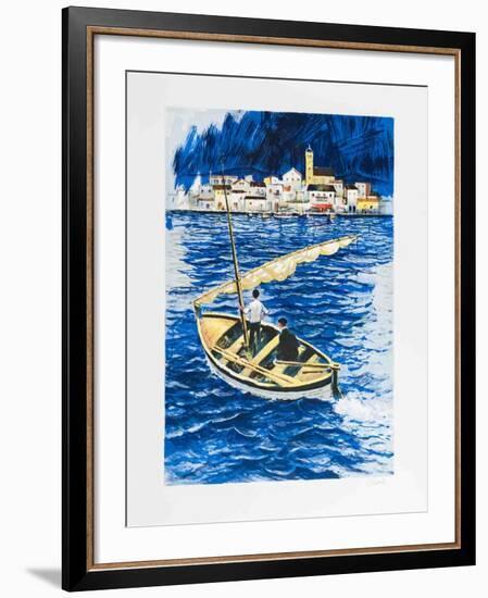 Sailboat in the Port of Cadaques-Amadeu Casals-Framed Collectable Print