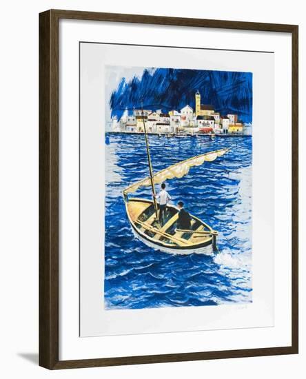 Sailboat in the Port of Cadaques-Amadeu Casals-Framed Collectable Print