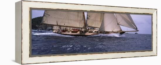 Sailboat in the Sea, Schooner, Antigua, Antigua and Barbuda-null-Framed Premier Image Canvas