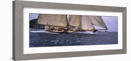 Sailboat in the Sea, Schooner, Antigua, Antigua and Barbuda-null-Framed Photographic Print