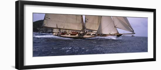 Sailboat in the Sea, Schooner, Antigua, Antigua and Barbuda-null-Framed Photographic Print