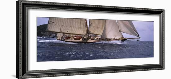 Sailboat in the Sea, Schooner, Antigua, Antigua and Barbuda-null-Framed Photographic Print