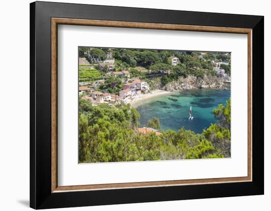 Sailboat in the turquoise sea, Porto Azzurro, Elba Island, Livorno Province, Tuscany, Italy, Europe-Roberto Moiola-Framed Photographic Print