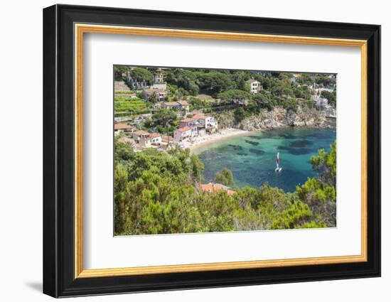 Sailboat in the turquoise sea, Porto Azzurro, Elba Island, Livorno Province, Tuscany, Italy, Europe-Roberto Moiola-Framed Photographic Print